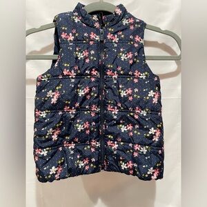 GAP Kids Navy Floral Puffer Vest
